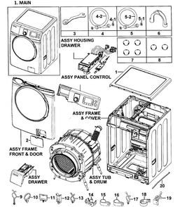 Main Assy Diagram and Parts List for WF419AAU XAA-00 Samsung Washer
