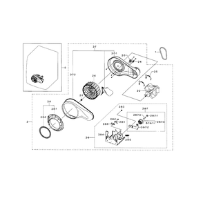 Motor Duct Diagram and Parts List for DV433GTGJWR A1-0000 Samsung Dryer
