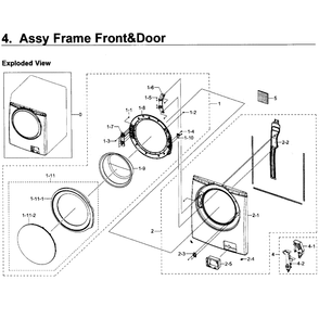 Frame Front And Door Diagram and Parts List for WF350ANP XAA-01 Samsung Washer