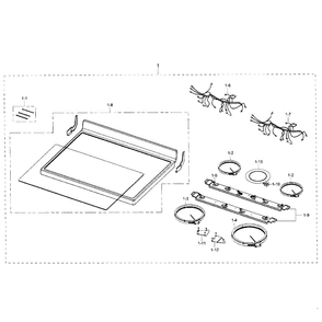 Cooktop Section Diagram and Parts List for NE59J3420SW AA-03 Samsung Range