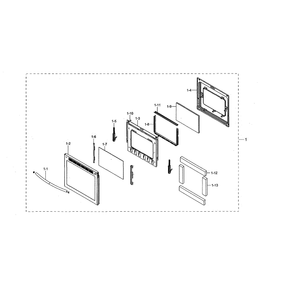 Door Diagram and Parts List for NE59N6650SG AA-00 Samsung Range