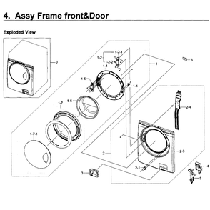 Frame Front And Door Diagram and Parts List for WF219ANB XAA-01 Samsung Washer