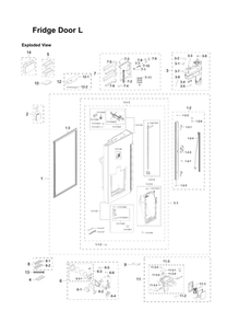 Left Refrigerator Door Parts Diagram and Parts List for RF24J9960S4 AA-06 Samsung Refrigerator