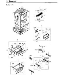 Freezer / Icemaker Diagram and Parts List for RF28HFEDBWW AA-10 Samsung Refrigerator