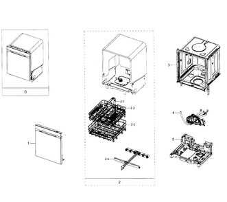Main Section Diagram and Parts List for DW80J7550UG AA-0001 Samsung Dishwasher