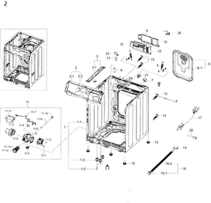 Frame & Cover Parts Diagram and Parts List for WF50K7500AV A2-0000 Samsung Washer