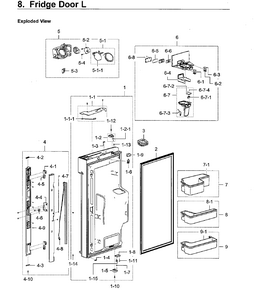 Fridge Door L Diagram and Parts List for RF28K9580SG AA-0001 Samsung Refrigerator