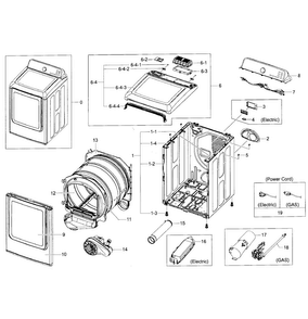 Main Assy Diagram and Parts List for DV422GWHDWR AA-0001 Samsung Dryer