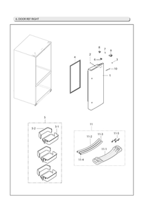 Right Refrigerator Door Parts Diagram and Parts List for RF263TEAESR AA-07 Samsung Refrigerator