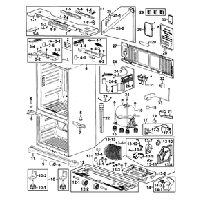 Cabinet Diagram and Parts List for RF266AZRS XAA-0000 Samsung Refrigerator