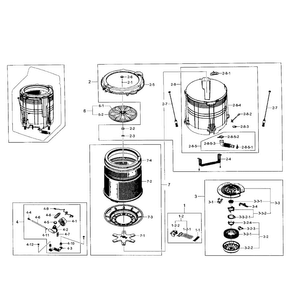 Tub Assy Diagram and Parts List for WA476DSHAWR A1-0001 Samsung Washer