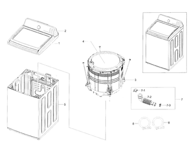 Main Assy Diagram and Parts List for WA56H9000AP A2-0000 Samsung Washer
