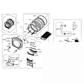 Drum Assembly Diagram and Parts List for DV457EVGSWR AA-02 Samsung Dryer