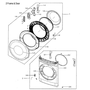 Part Location Diagram of DC97-20011A Samsung Front Frame Assembly