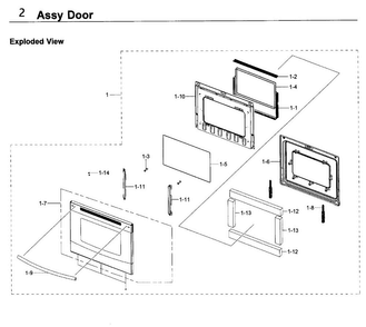 Door Diagram and Parts List for NE59J3420SW AA-0002 Samsung Range