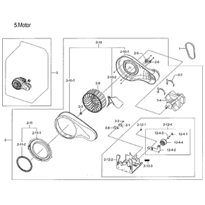 Motor Duct Diagram and Parts List for DVE54M8750W A3-0000 Samsung Dryer