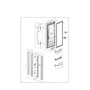 Refrigerator Left Door Diagram and Parts List for RF18HFENBSG US-00 Samsung Refrigerator