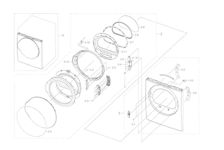 Front Diagram and Parts List for DV22K6800EW A1-0001 Samsung Dryer