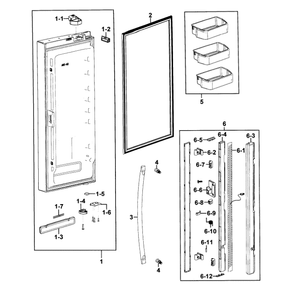 Refrigerator Door L Diagram and Parts List for RFG293HAPN XAA-0001 Samsung Refrigerator