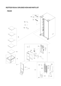 Freezer Parts Diagram and Parts List for RS27T5201SR AA-00 Samsung Refrigerator