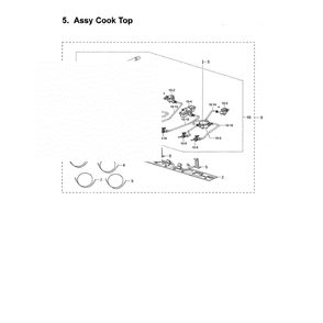 Cooktop Diagram and Parts List for NX58M6630SS AA-00 Samsung Range