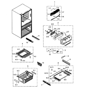 Freezer Diagram and Parts List for RF31FMEDBSR AA-01 Samsung Refrigerator