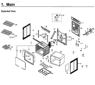 Main Asy Diagram and Parts List for NE59J7630SS AA-0002 Samsung Range