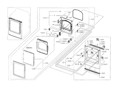 Frame Front & Door Diagram and Parts List for DV45H7000GW A2-0000 Samsung Dryer