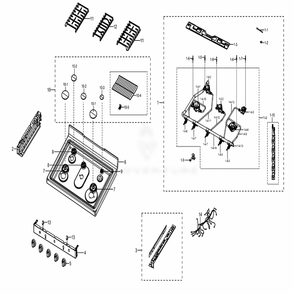 Part Location Diagram of DG94-00001B Samsung Assembly Cooktop; Nx58m6850ss