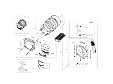 Drum Diagram and Parts List for DV331AEW XAA-0001 Samsung Dryer