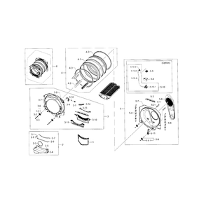 Drum Diagram and Parts List for DV331AGR XAA-01 Samsung Dryer