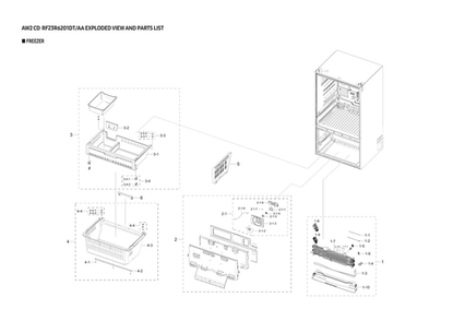 Part Location Diagram of DA97-07534P Samsung Tray Assembly