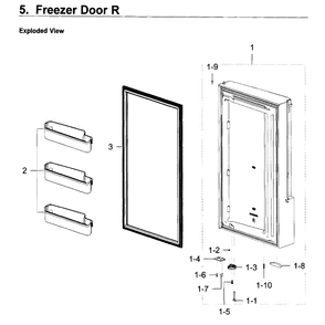 Freezer Door R Diagram and Parts List for RF22K9381SG AA-01 Samsung Refrigerator