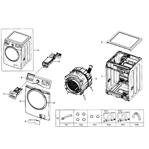 Main Section Diagram and Parts List for WF350ANR XAA-02 Samsung Washer