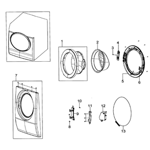Front Assembly Diagram and Parts List for WF306LAW XAA-0000 Samsung Washer