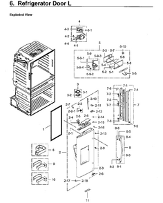Door Left Diagram and Parts List for RF28HMEDBWW AA-0010 Samsung Refrigerator