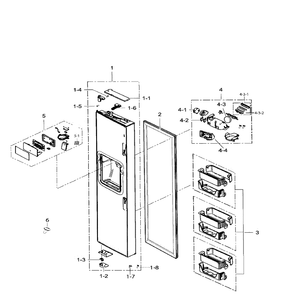 Left Door Diagram and Parts List for RS265TDRS XAA-01 Samsung Refrigerator