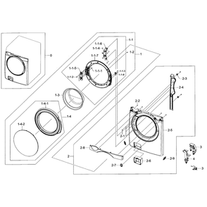 Front Assembly Diagram and Parts List for WF405ATPASU A2-0000 Samsung Washer