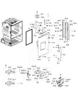 Left Door Diagram and Parts List for RF28HFEDTSR AA-0005 Samsung Refrigerator