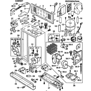 Cabinet Diagram and Parts List for RS2556SH XAA-0000 Samsung Refrigerator