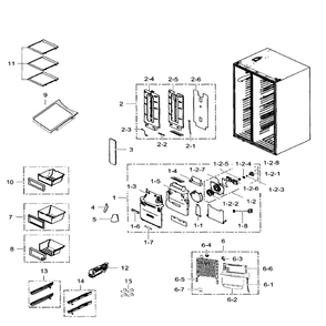 Fridge Diagram and Parts List for RS25H5111WW AA-01 Samsung Refrigerator