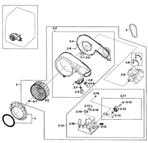 Motor Assy Diagram and Parts List for DV419AGU XAA-0001 Samsung Dryer