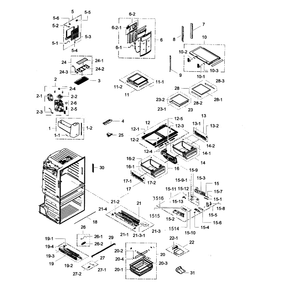 Refrigerator Diagram and Parts List for RF28HMELBSR AA-0006 Samsung Refrigerator