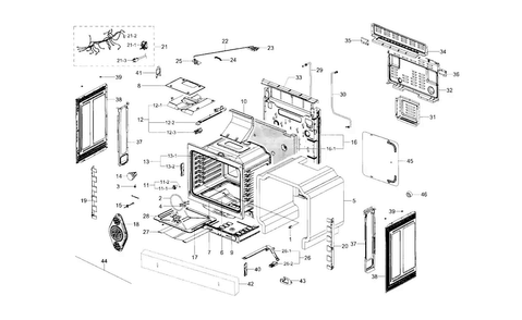 Main Assy Diagram and Parts List for NX58F5700WS AA-0002 Samsung Range