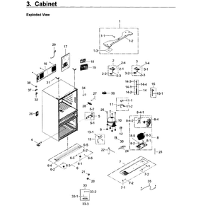Cabinet Diagram and Parts List for RF30KMEDBSR AA-02 Samsung Refrigerator