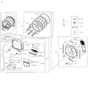 Drum Parts Diagram and Parts List for DV48H7400GP A2-0001 Samsung Dryer