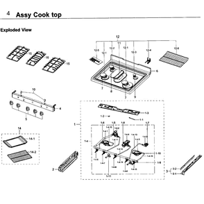 Cooktop Diagram and Parts List for NX58J5600SG AA-0000 Samsung Range