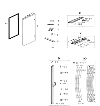 Door Left Diagram and Parts List for RF260BEAESR AA-0000 Samsung Refrigerator