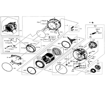 Tub & Drum Diagram and Parts List for WF511ABW XAA-0001 Samsung Washer