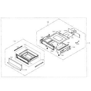 Drawer Section Diagram and Parts List for NE59J7650WS AA-03 Samsung Range